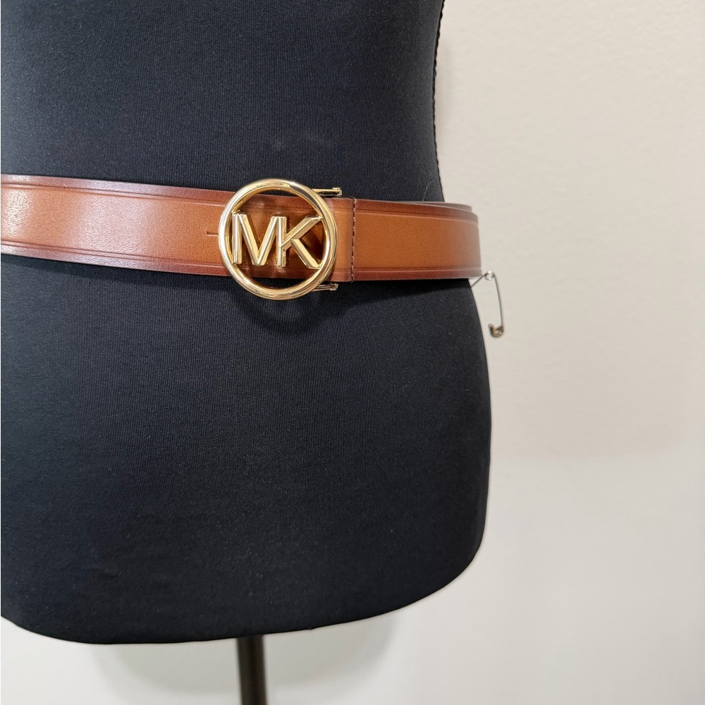 NWT Michael Kors Tan Belt with Gold MK Buckle